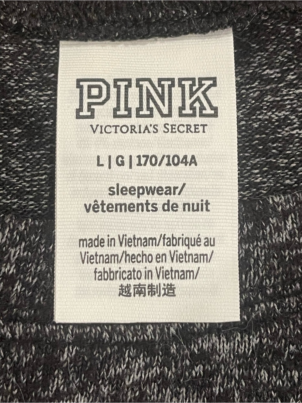PINK Victoria's Secret Black Glitter Long-Sleeve Top with Gold Script NWOT - Picture 4 of 5